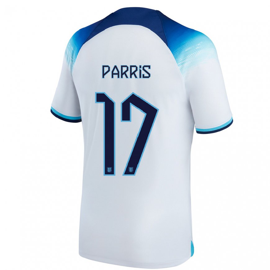 Kandiny Homme Maillot Angleterre Nikita Parris #17 Blanc Bleu Tenues Domicile 22-24 T-shirt