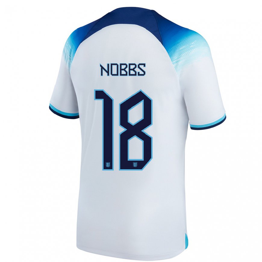 Kandiny Homme Maillot Angleterre Jordan Nobbs #18 Blanc Bleu Tenues Domicile 22-24 T-shirt