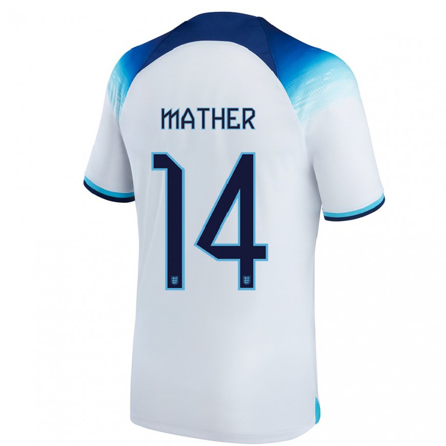 Kandiny Homme Maillot Angleterre Sam Mather #14 Blanc Bleu Tenues Domicile 22-24 T-shirt