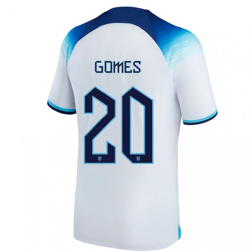 Kandiny Homme Maillot Angleterre Angel Gomes #20 Blanc Bleu Tenues Domicile 22-24 T-shirt