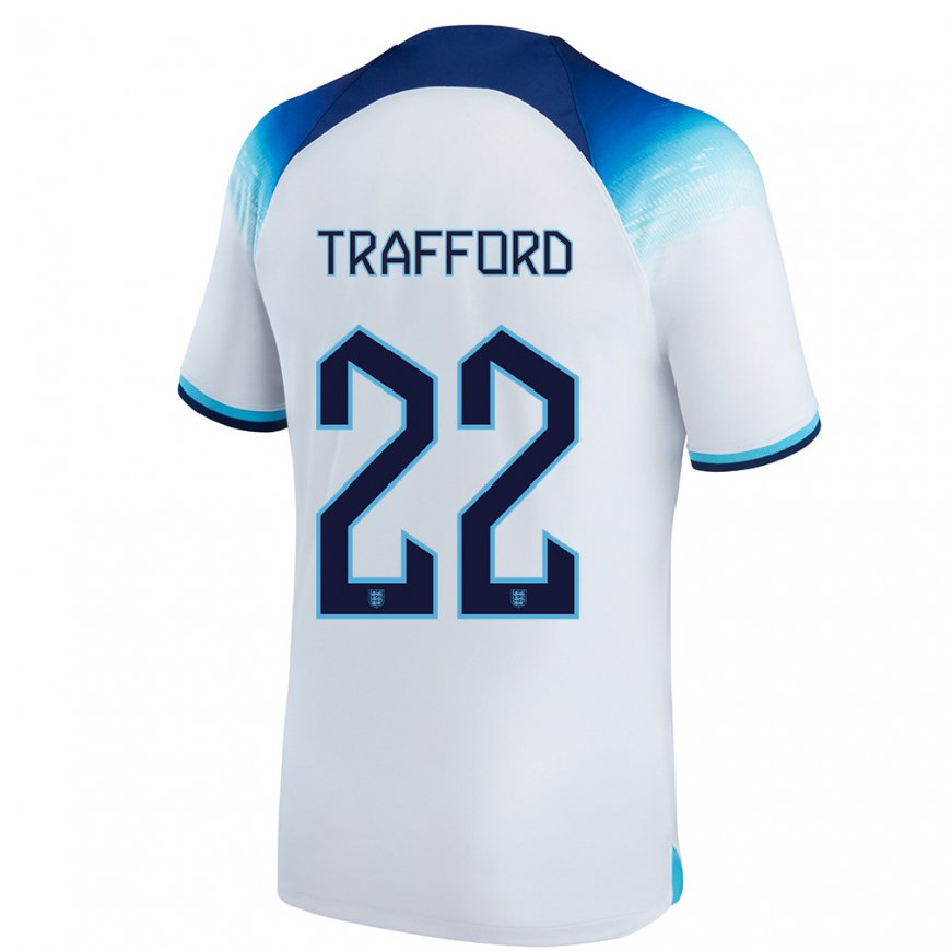 Kandiny Homme Maillot Angleterre James Trafford #22 Blanc Bleu Tenues Domicile 22-24 T-shirt