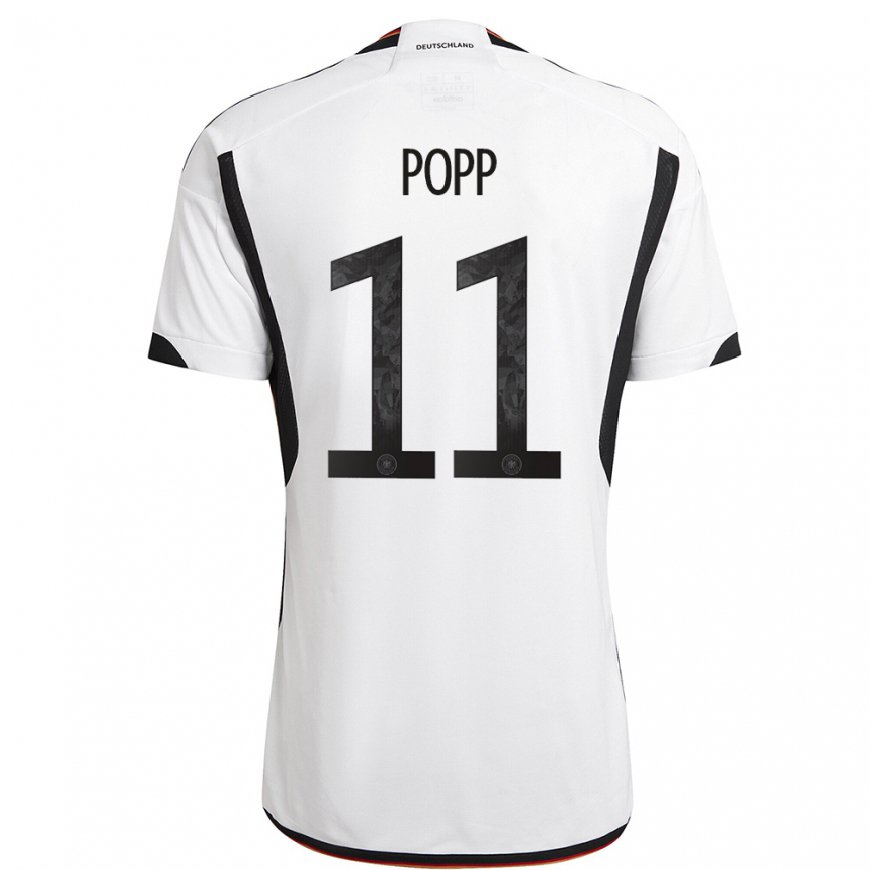 Kandiny Homme Maillot Allemagne Alexandra Popp #11 Blanc Noir Tenues Domicile 22-24 T-shirt