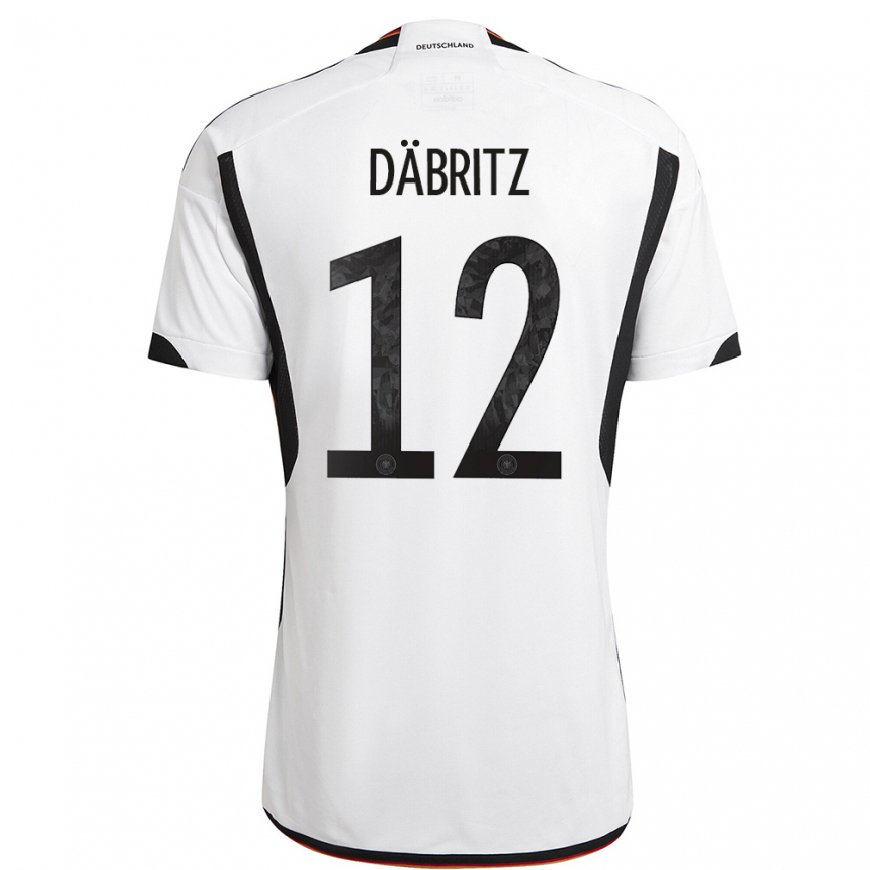 Kandiny Homme Maillot Allemagne Sara Dabritz #12 Blanc Noir Tenues Domicile 22-24 T-shirt