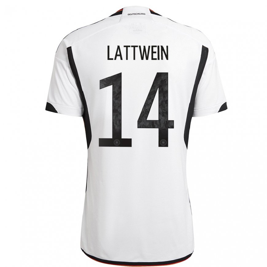 Kandiny Homme Maillot Allemagne Lena Lattwein #14 Blanc Noir Tenues Domicile 22-24 T-shirt