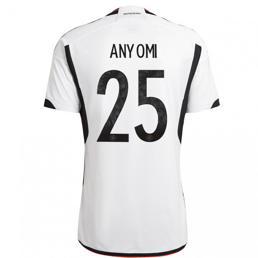 Kandiny Homme Maillot Allemagne Nicole Anyomi #25 Blanc Noir Tenues Domicile 22-24 T-shirt