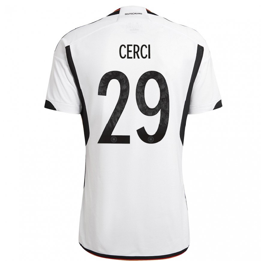 Kandiny Homme Maillot Allemagne Selina Cerci #29 Blanc Noir Tenues Domicile 22-24 T-shirt