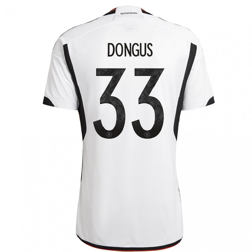 Kandiny Homme Maillot Allemagne Fabienne Dongus #33 Blanc Noir Tenues Domicile 22-24 T-shirt