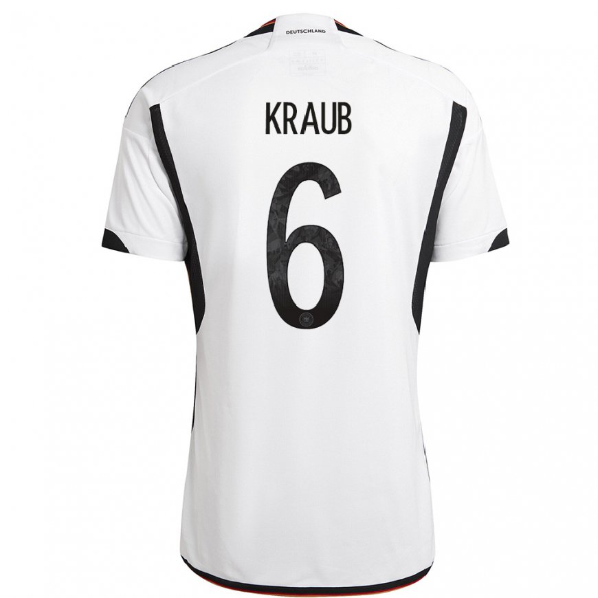 Kandiny Homme Maillot Allemagne Tom Kraub #6 Blanc Noir Tenues Domicile 22-24 T-shirt