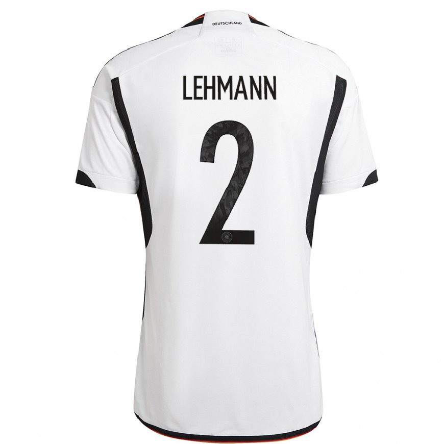 Kandiny Homme Maillot Allemagne Paul Lehmann #2 Blanc Noir Tenues Domicile 22-24 T-shirt