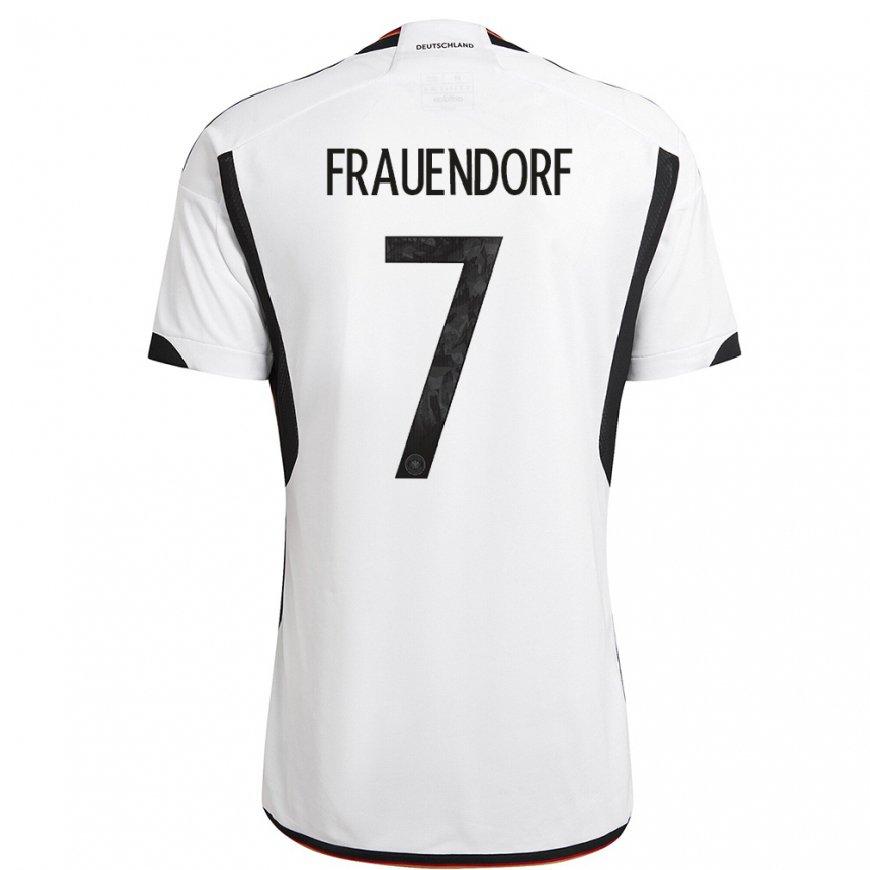 Kandiny Homme Maillot Allemagne Melkamu Frauendorf #7 Blanc Noir Tenues Domicile 22-24 T-shirt
