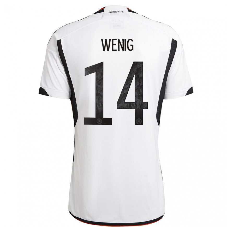 Kandiny Homme Maillot Allemagne Marcel Wenig #14 Blanc Noir Tenues Domicile 22-24 T-shirt