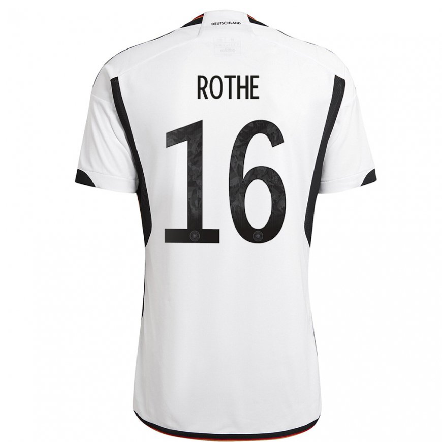 Kandiny Homme Maillot Allemagne Tom Rothe #16 Blanc Noir Tenues Domicile 22-24 T-shirt