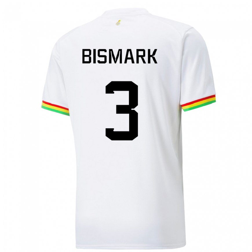 Kandiny Homme Maillot Ghana Anim Bismark #3 Blanc Tenues Domicile 22-24 T-shirt