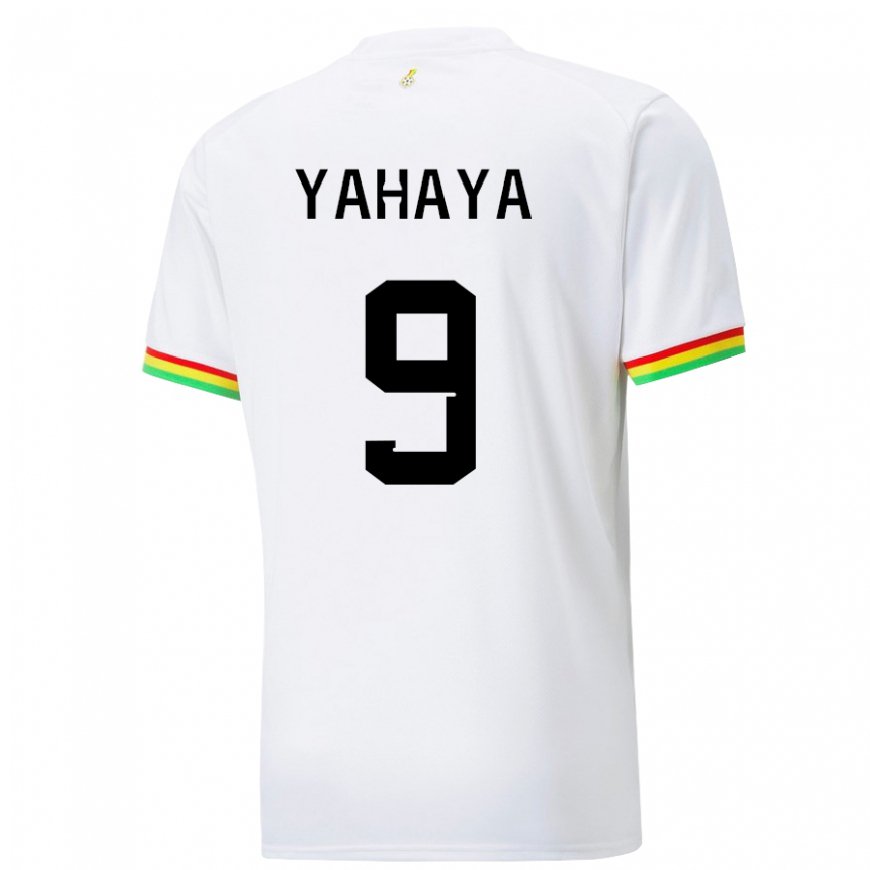 Kandiny Homme Maillot Ghana Mohammed Yahaya #9 Blanc Tenues Domicile 22-24 T-shirt