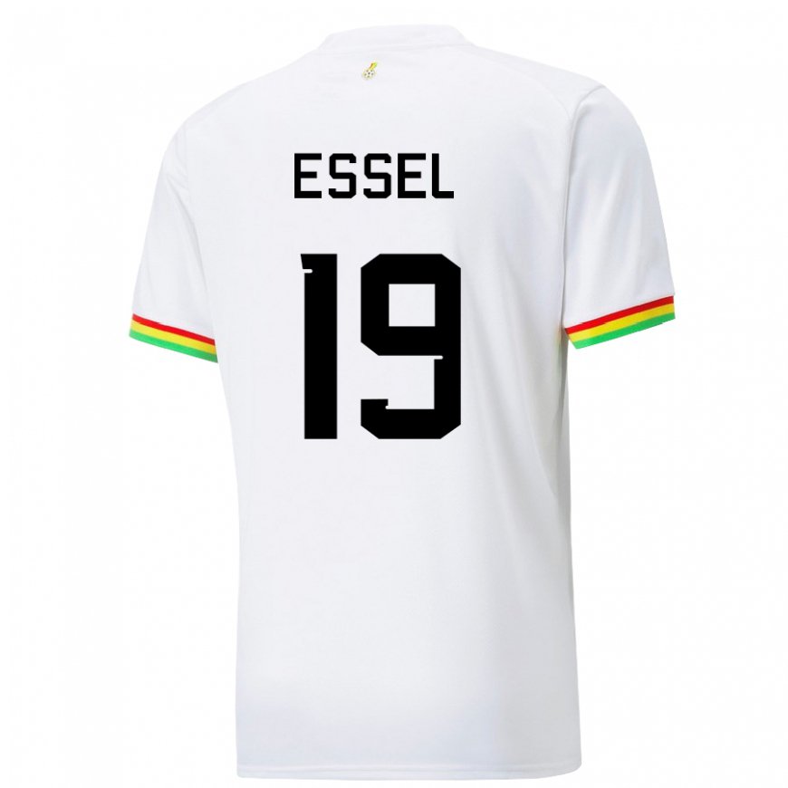 Kandiny Homme Maillot Ghana Aaron Essel #19 Blanc Tenues Domicile 22-24 T-shirt