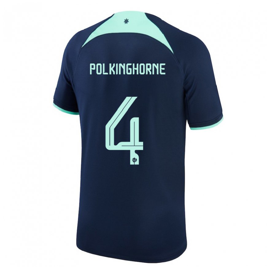 Kandiny Homme Maillot Australie Clare Polkinghorne #4 Bleu Foncé Tenues Extérieur 22-24 T-shirt