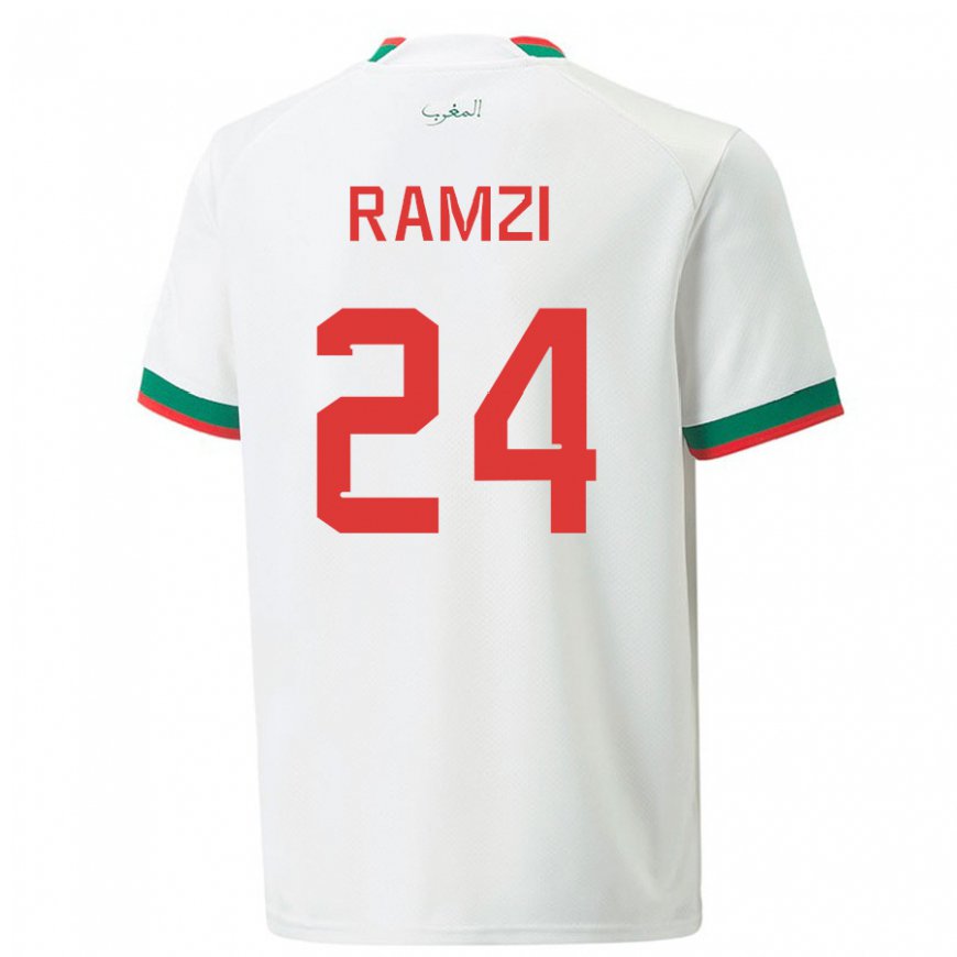 Kandiny Homme Maillot Maroc Achraf Ramzi #24 Blanc Tenues Extérieur 22-24 T-shirt