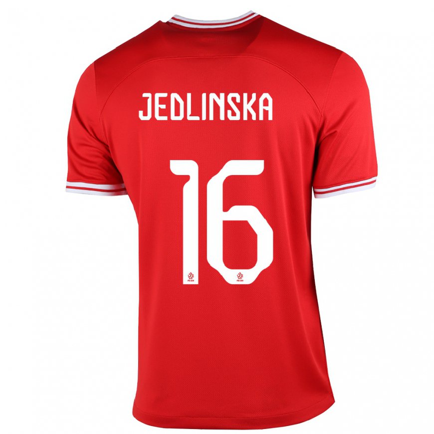 Kandiny Homme Maillot Pologne Klaudia Jedlinska #16 Rouge Tenues Extérieur 22-24 T-shirt