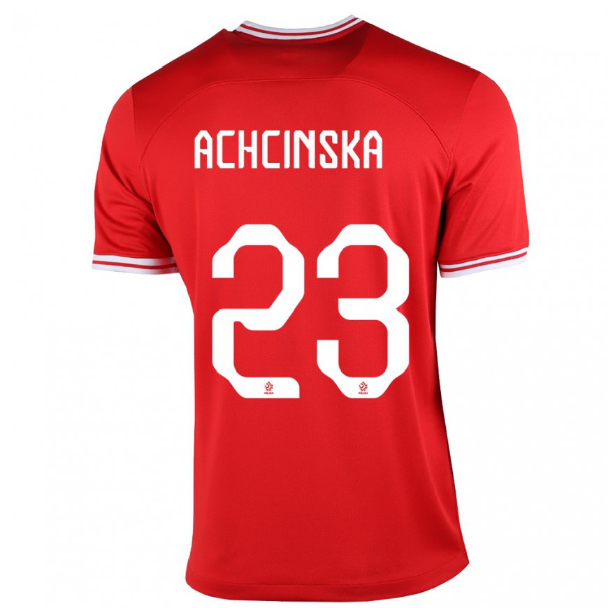 Kandiny Homme Maillot Pologne Adriana Achcinska #23 Rouge Tenues Extérieur 22-24 T-shirt