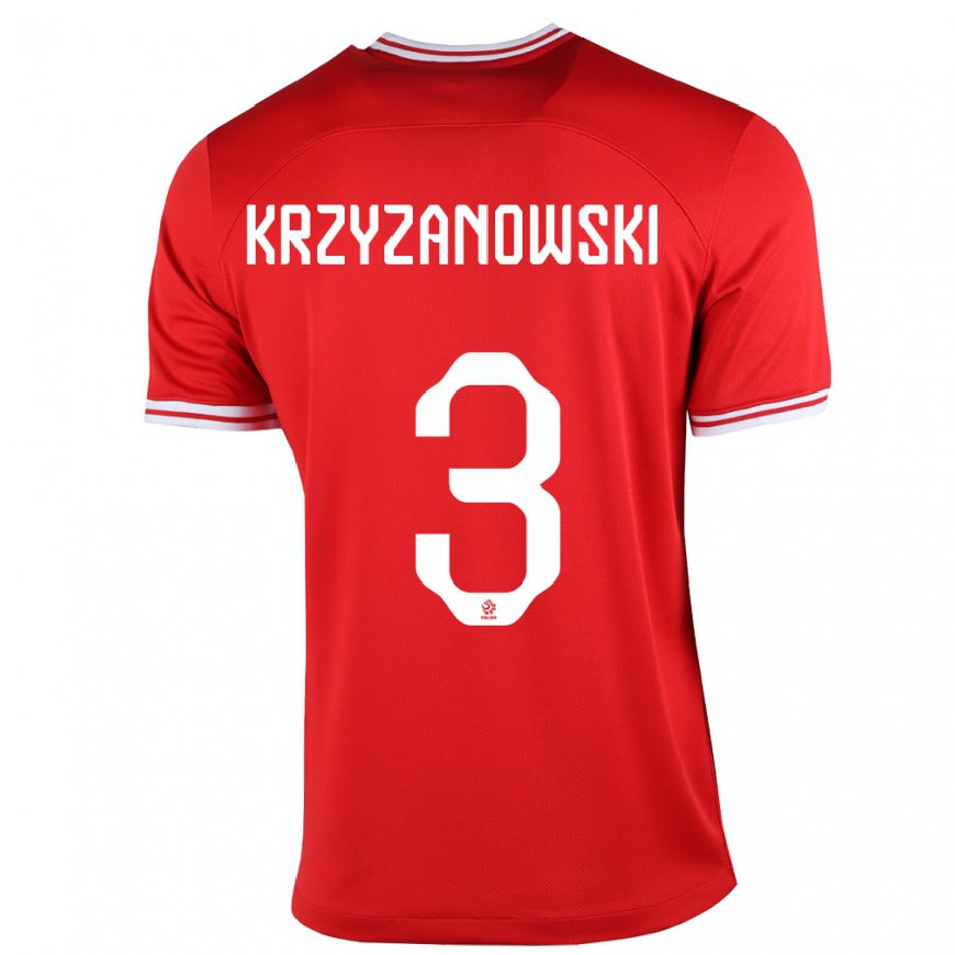 Kandiny Homme Maillot Pologne Jakub Krzyzanowski #3 Rouge Tenues Extérieur 22-24 T-shirt