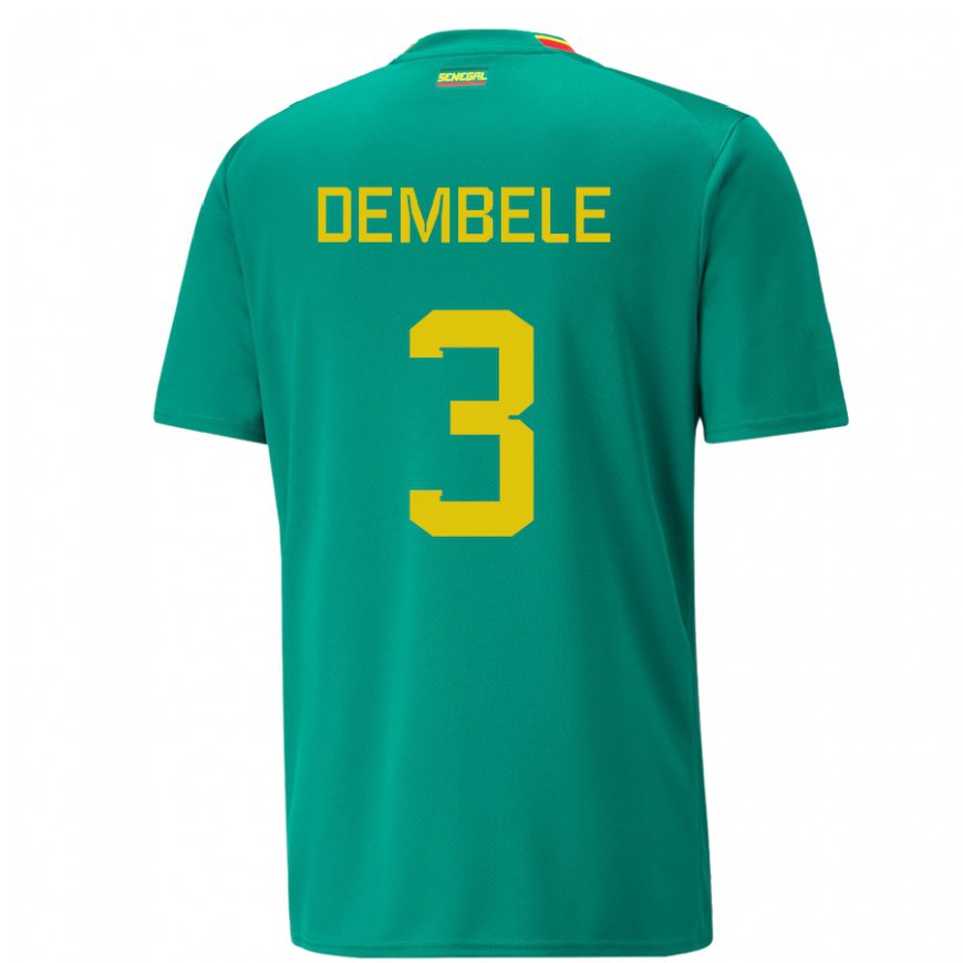 Kandiny Homme Maillot Sénégal Anta Dembele #3 Vert Tenues Extérieur 22-24 T-shirt