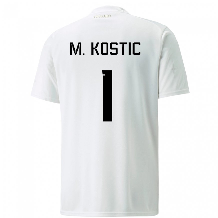 Kandiny Homme Maillot Serbie Milica Kostic #1 Blanc Tenues Extérieur 22-24 T-shirt