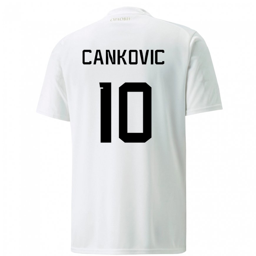 Kandiny Homme Maillot Serbie Jelena Cankovic #10 Blanc Tenues Extérieur 22-24 T-shirt