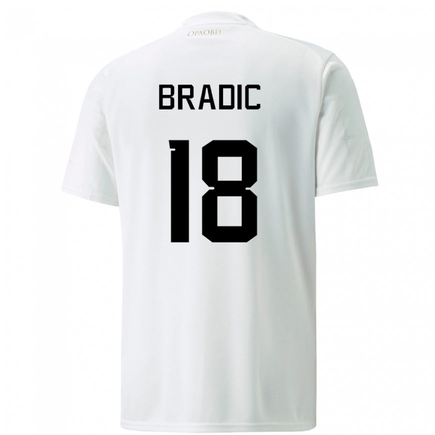 Kandiny Homme Maillot Serbie Biljana Bradic #18 Blanc Tenues Extérieur 22-24 T-shirt