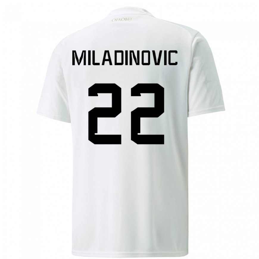 Kandiny Homme Maillot Serbie Igor Miladinovic #22 Blanc Tenues Extérieur 22-24 T-shirt