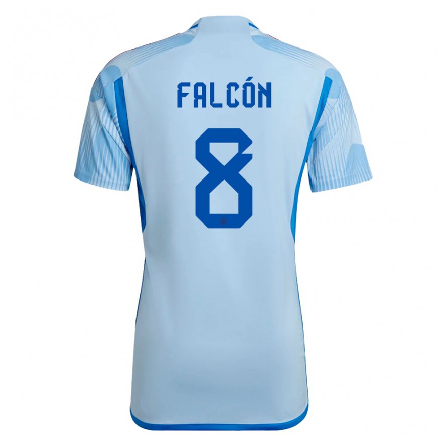 Kandiny Homme Maillot Espagne Andrea Falcon #8 Bleu Ciel Tenues Extérieur 22-24 T-shirt
