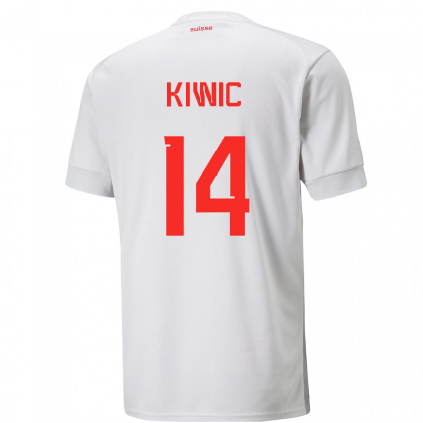 Kandiny Homme Maillot Suisse Rahel Kiwic #14 Blanc Tenues Extérieur 22-24 T-shirt
