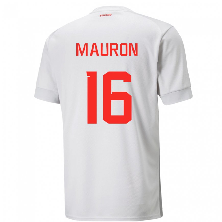 Kandiny Homme Maillot Suisse Sandrine Mauron #16 Blanc Tenues Extérieur 22-24 T-shirt