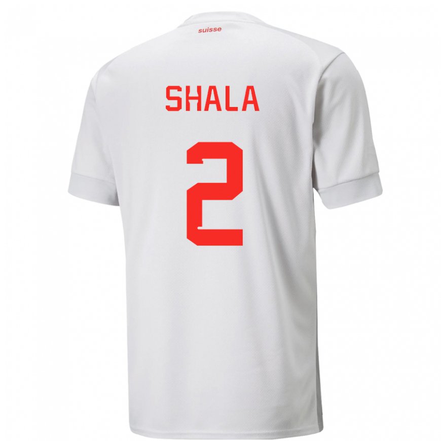 Kandiny Homme Maillot Suisse Besnik Shala #2 Blanc Tenues Extérieur 22-24 T-shirt