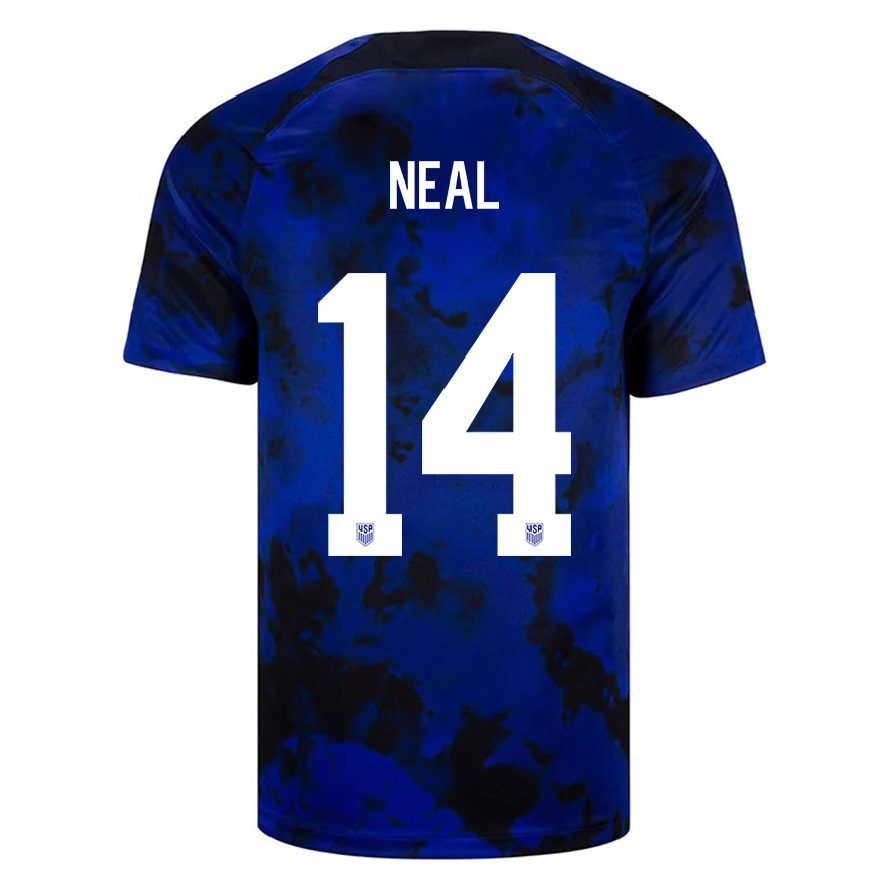 Kandiny Homme Maillot États-unis Jalen Neal #14 Bleu Royal Tenues Extérieur 22-24 T-shirt