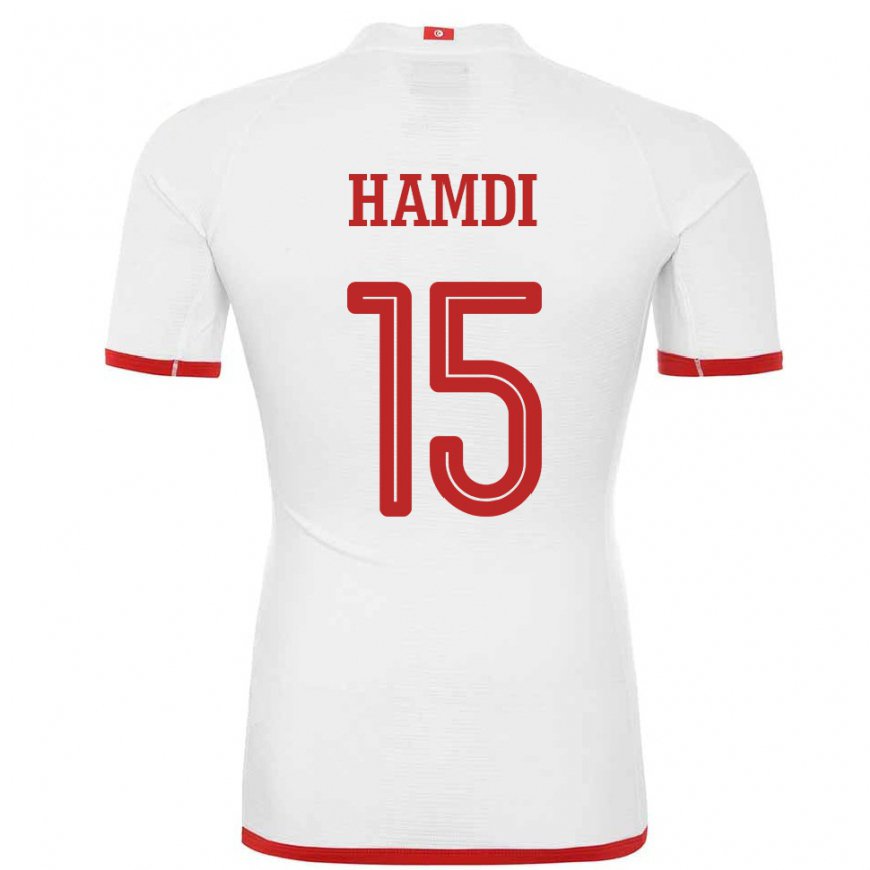 Kandiny Homme Maillot Tunisie Hanna Hamdi #15 Blanc Tenues Extérieur 22-24 T-shirt