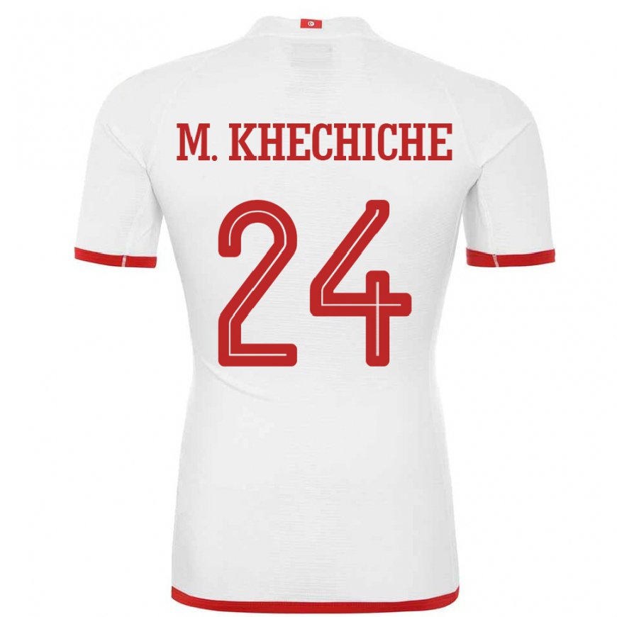 Kandiny Homme Maillot Tunisie Mohamed Amine Khechiche #24 Blanc Tenues Extérieur 22-24 T-shirt