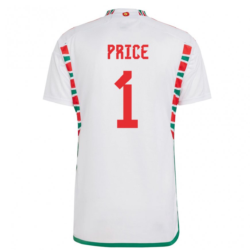 Kandiny Homme Maillot Pays De Galles Jo Price #1 Blanc Tenues Extérieur 22-24 T-shirt