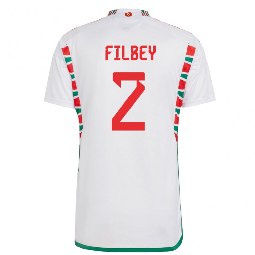 Kandiny Homme Maillot Pays De Galles Anna Filbey #2 Blanc Tenues Extérieur 22-24 T-shirt