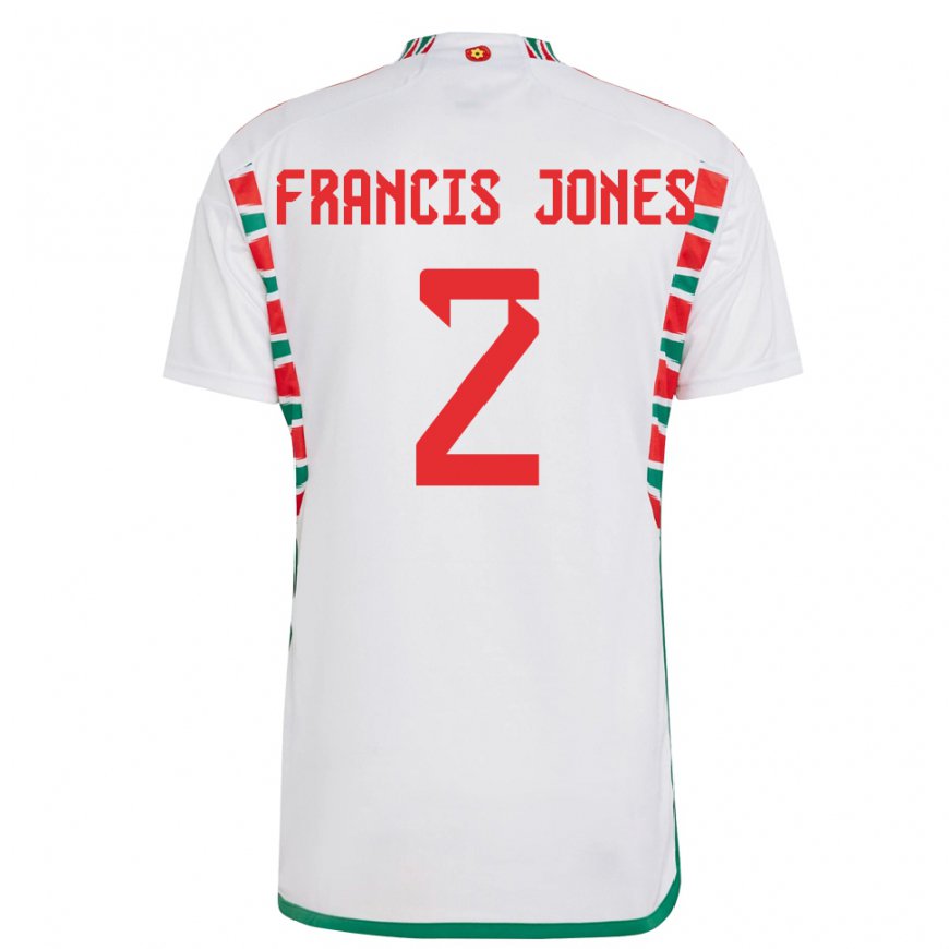 Kandiny Homme Maillot Pays De Galles Maria Francis Jones #2 Blanc Tenues Extérieur 22-24 T-shirt