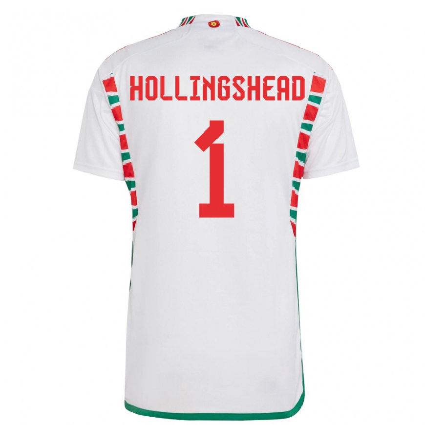 Kandiny Homme Maillot Pays De Galles Ronnie Hollingshead #1 Blanc Tenues Extérieur 22-24 T-shirt