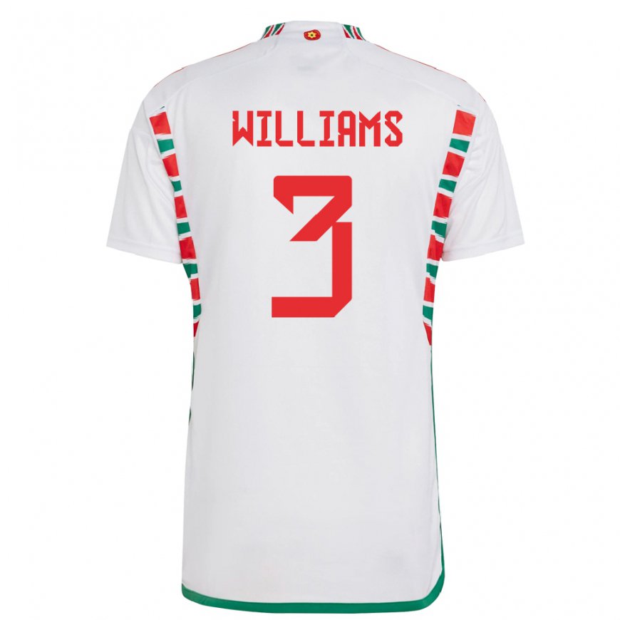 Kandiny Homme Maillot Pays De Galles Zac Williams #3 Blanc Tenues Extérieur 22-24 T-shirt