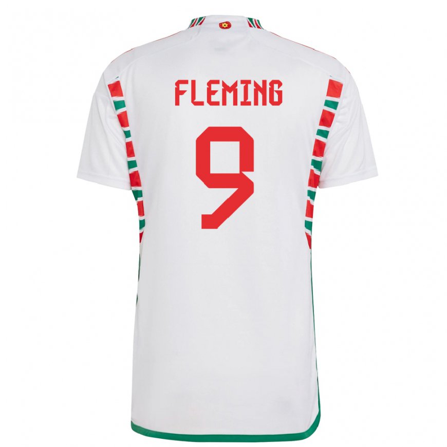 Kandiny Homme Maillot Pays De Galles Cole Fleming #9 Blanc Tenues Extérieur 22-24 T-shirt