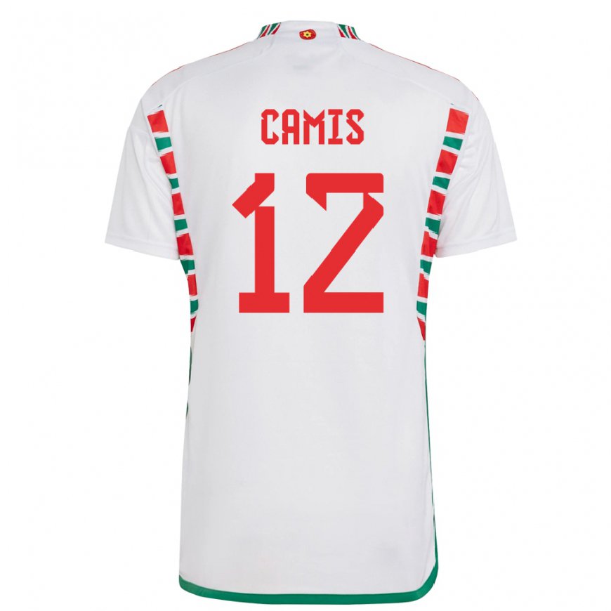 Kandiny Homme Maillot Pays De Galles Oliver Camis #12 Blanc Tenues Extérieur 22-24 T-shirt