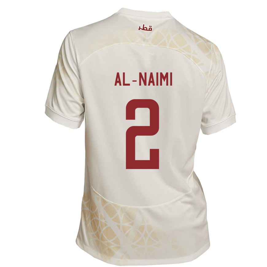 Kandiny Homme Maillot Qatar Amna Al Naimi #2 Beige Doré Tenues Extérieur 22-24 T-shirt