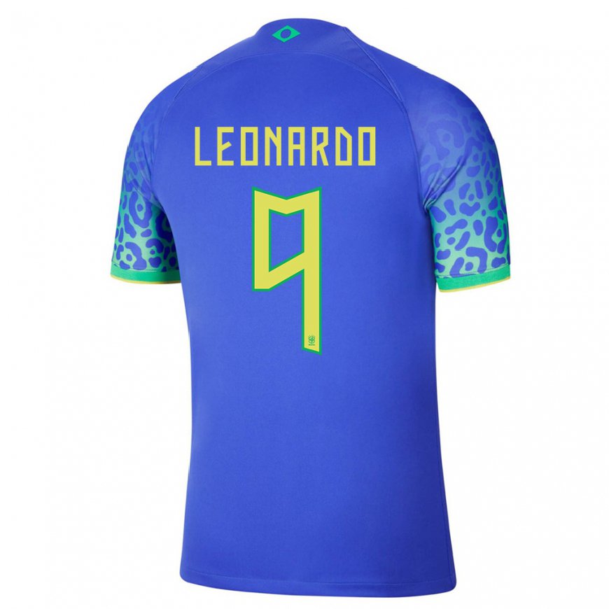Kandiny Homme Maillot Brésil Marcos Leonardo #9 Bleu Tenues Extérieur 22-24 T-shirt