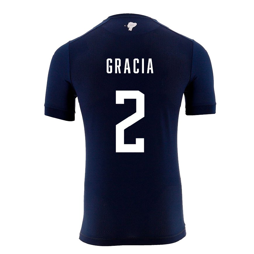 Kandiny Homme Maillot Équateur Ericka Gracia #2 Bleu Marine Tenues Extérieur 22-24 T-shirt