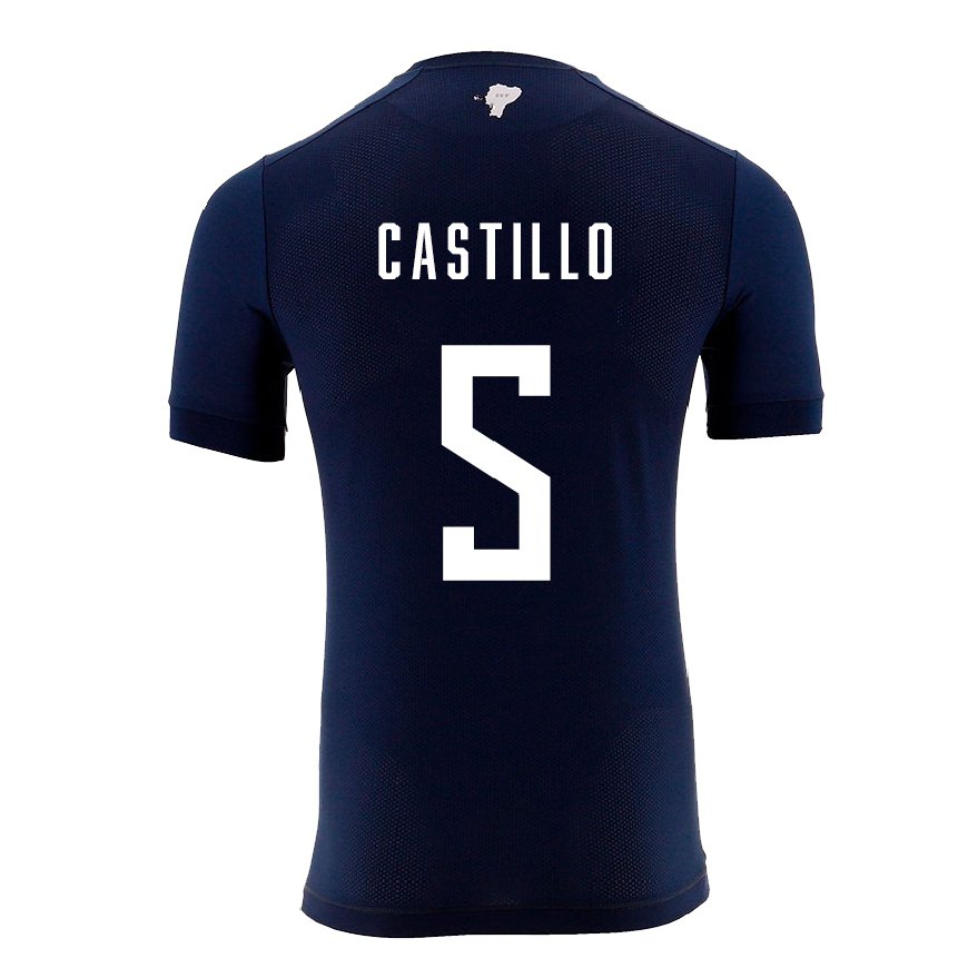 Kandiny Homme Maillot Équateur Denil Castillo #5 Bleu Marine Tenues Extérieur 22-24 T-shirt