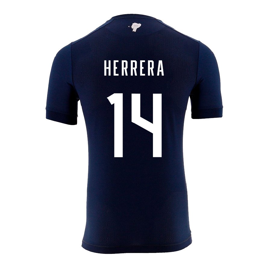 Kandiny Homme Maillot Équateur Orlando Herrera #14 Bleu Marine Tenues Extérieur 22-24 T-shirt