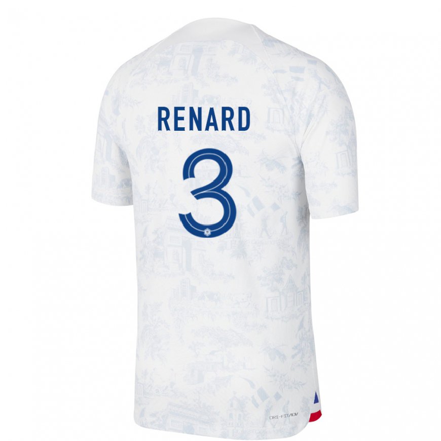 Kandiny Homme Maillot France Wendie Renard #3 Blanc Bleu Tenues Extérieur 22-24 T-shirt
