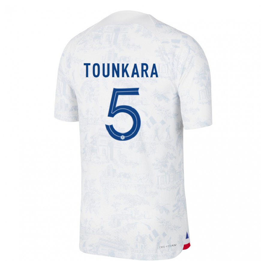 Kandiny Homme Maillot France Aissatou Tounkara #5 Blanc Bleu Tenues Extérieur 22-24 T-shirt